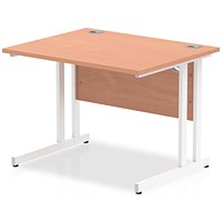 Impulse 1000mm Rectangular Desk, White Cantilever Leg, Beech