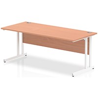 Impulse 1800mm Rectangular Desk, White Legs, Beech