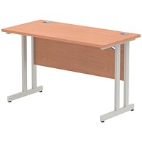 Impulse 1200mm Slim Rectangular Desk, Silver Cantilever Leg, Beech