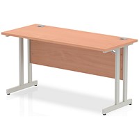 Impulse 1400mm Slim Rectangular Desk, Silver Cantilever Leg, Beech Impulse 1400mm Slim Rectangular Desk, Silver Cantilever Leg, Beech