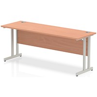 Impulse 1800mm Slim Rectangular Desk, Silver Cantilever Leg, Beech