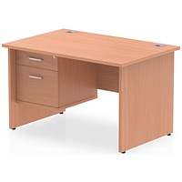 Impulse 1200mm Rectangular Desk With 2 Drawer Fixed Pedestal, Panel End Leg, Beech