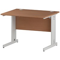 Impulse 1000mm Rectangular Desk, White Cable Managed Leg, Beech