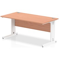 Impulse 1600mm Rectangular Desk, White Cable Managed Leg, Beech