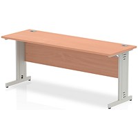 Impulse 1800mm Slim Rectangular Desk, Silver Cable Managed Leg, Beech