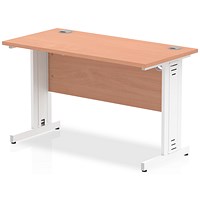 Impulse 1200mm Slim Rectangular Desk, White Cable Managed Leg, Beech