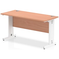 Impulse 1400mm Slim Rectangular Desk, White Cable Managed Leg, Beech
