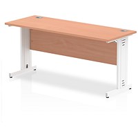 Impulse 1600mm Slim Rectangular Desk, White Cable Managed Leg, Beech