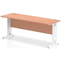 Impulse 1800mm Slim Rectangular Desk, White Cable Managed Leg, Beech Impulse 1800mm Slim Rectangular Desk, White Cable Managed Leg, Beech