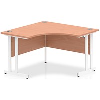 Impulse 1200mm Corner Desk, White Cantilever Leg, Beech
