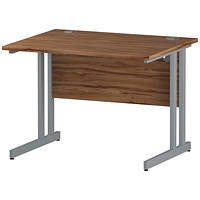 Impulse 1000mm Rectangular Desk, Silver Cantilever Leg, Walnut