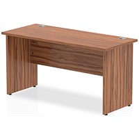 Impulse 1400mm Slim Rectangular Desk, Panel End Leg, Walnut