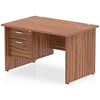 Impulse 1200mm Rectangular Desk With 2 Drawer Fixed Pedestal, Panel End Leg, Walnut