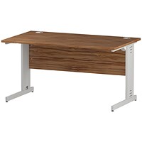 Impulse 1400mm Rectangular Desk, White Cable Managed Leg, Walnut