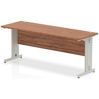 Impulse 1800mm Slim Rectangular Desk, Silver Cable Managed Leg, Walnut