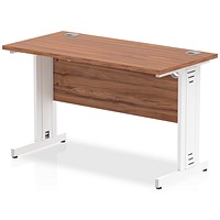 Impulse 1200mm Slim Rectangular Desk, White Cable Managed Leg, Walnut