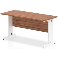 Impulse 1400mm Slim Rectangular Desk, White Cable Managed Leg, Walnut
