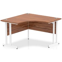 Impulse 1200mm Corner Desk, White Cantilever Leg, Walnut