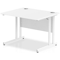 Impulse 1000mm Rectangular Desk, White Cantilever Leg, White