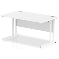 Impulse 1400mm Rectangular Desk, White Cantilever Leg, White