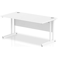 Impulse 1600mm Rectangular Desk, White Cantilever Leg, White