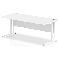 Impulse 1800mm Rectangular Desk, White Cantilever Leg, White