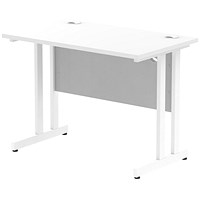 Impulse 1000mm Slim Rectangular Desk, White Legs, White