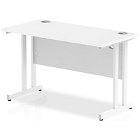 Impulse 1200mm Slim Rectangular Desk, White Cantilever Leg, White