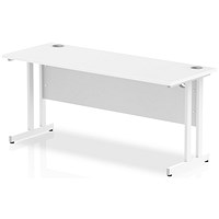 Impulse 1600mm Slim Rectangular Desk, White Legs, White