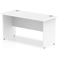 Impulse 1400mm Slim Rectangular Desk, Panel Legs, White