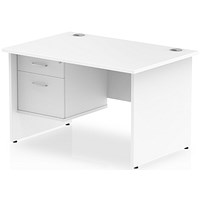 Impulse 1200mm Rectangular Desk With 2 Drawer Fixed Pedestal, Panel End Leg, White