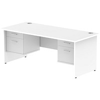 Impulse 1800mm Rectangular Desk With 2 x 2 Drawer Fixed Pedestals, Panel End Leg, White
