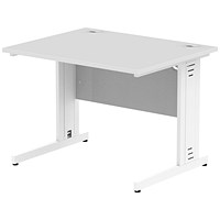 Impulse 1000mm Rectangular Desk, White Cable Managed Leg, White