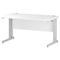 Impulse 1400mm Rectangular Desk, White Cable Managed Leg, White