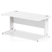 Impulse 1600mm Rectangular Desk, White Cable Managed Leg, White