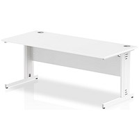 Impulse 1800mm Rectangular Desk, White Cable Managed Leg, White