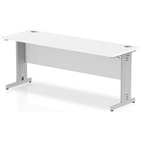 Impulse 1800mm Slim Rectangular Desk, Silver Cable Managed Leg, White