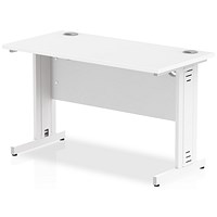 Impulse 1200mm Slim Rectangular Desk, Cable Managed White Legs, White