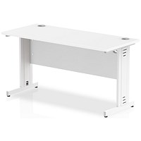 Impulse 1400mm Slim Rectangular Desk, White Cable Managed Leg, White