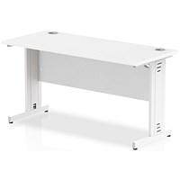 Impulse 1400mm Slim Rectangular Desk, Cable Managed White Legs, White