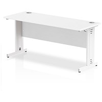 Impulse 1600mm Slim Rectangular Desk, White Cable Managed Leg, White