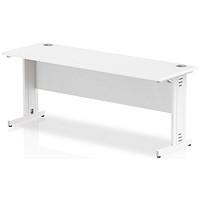 Impulse 1800mm Slim Rectangular Desk, White Cable Managed Leg, White