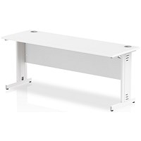 Impulse 1800mm Slim Rectangular Desk, Cable Managed White Legs, White