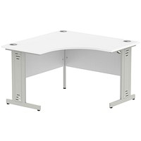 Impulse 1200mm Corner Desk, Silver Cable Managed Leg, White