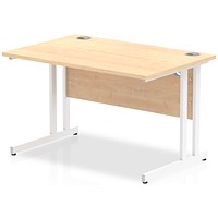 Impulse 1200mm Rectangular Desk, White Legs, Maple