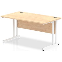Impulse 1400mm Rectangular Desk, White Cantilever Leg, Maple