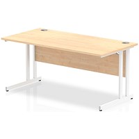 Impulse 1600mm Rectangular Desk, White Cantilever Leg, Maple
