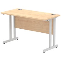 Impulse 1200mm Slim Rectangular Desk, Silver Cantilever Leg, Maple