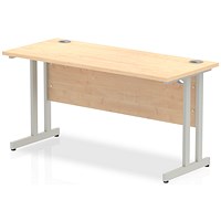 Impulse 1400mm Slim Rectangular Desk, Silver Cantilever Leg, Maple Impulse 1400mm Slim Rectangular Desk, Silver Cantilever Leg, Maple