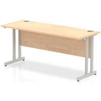 Impulse 1600mm Slim Rectangular Desk, Silver Cantilever Leg, Maple